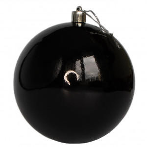 Ялинкова іграшка - куля, D10 см, чорна, глянець, пластик (250621)