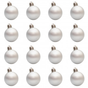Набір ялинкових іграшок - кулі, 16 шт, D4 см, сріблястий, матовий, пластик (250836)