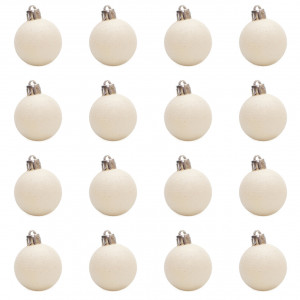Набір ялинкових іграшок - кулі, 16 шт, D4 см, білий, гліттер, пластик (250959)