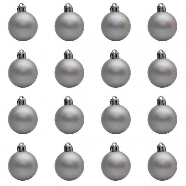 Набір ялинкових іграшок - кулі, 16 шт, D4 см, сірий, матовий, пластик (250973)