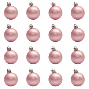 Набір ялинкових іграшок - кулі, 16 шт, D4 см, рожевий, матовий, пластик (251000)