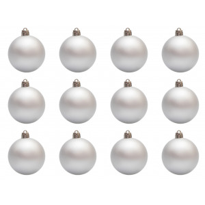 Набір ялинкових іграшок - кулі, 12 шт, D6 см, сріблястий, матовий, пластик (251062)