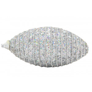 Ялинкова іграшка у формі оливи, 12 см, сріблястий, пінопласт, пластик (661459-7)