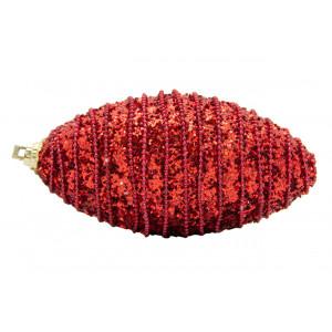 Ялинкова іграшка у формі оливи, 12 см, червоний, пінопласт, пластик (661459-8)