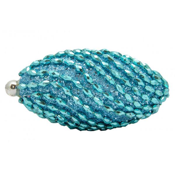 Ялинкова іграшка у формі оливи, 12 см, блакитний, пінопласт, пластик (661473-12)