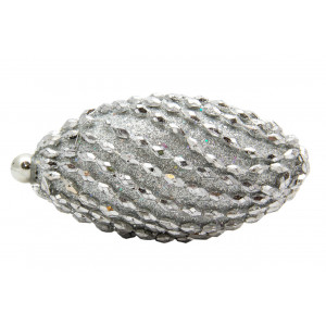 Ялинкова іграшка у формі оливи, 12 см, сріблястий, пінопласт, пластик (661473-9)