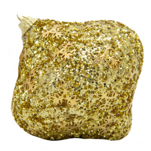 Ялинкова іграшка у формі цибулини, 9 см, золотистий, пінопласт, пластик (661480-3)