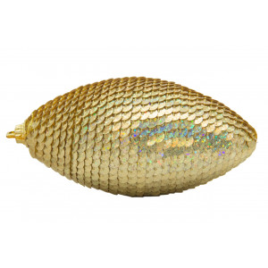 Ялинкова іграшка у формі оливи, 12 см, золотистий, пінопласт, пластик (661497-10)