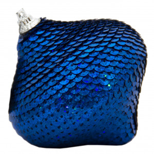 Ялинкова іграшка у формі цибулини, 9 см, синій, пінопласт, пластик (661497-13)