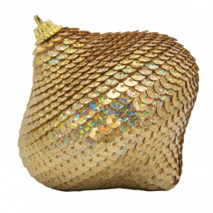 Ялинкова іграшка у формі цибулини, 9 см, золотистий, пінопласт, пластик (661497-6)