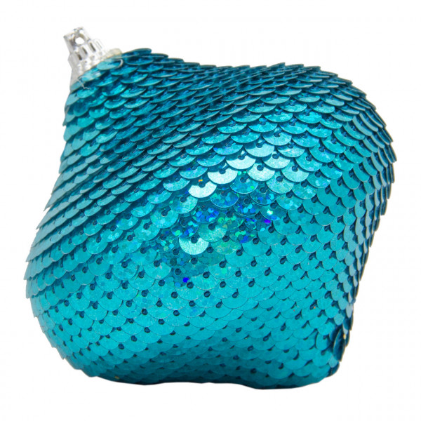 Ялинкова іграшка у формі цибулини, 9 см, блакитний, пінопласт, пластик (661497-8)