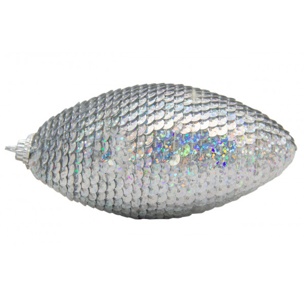 Ялинкова іграшка у формі оливи, 12 см, сріблястий, пінопласт, пластик (661497-9)