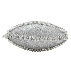 Ялинкова іграшка у формі оливи, 12 см, сріблястий, пінопласт, пластик (661503-3)