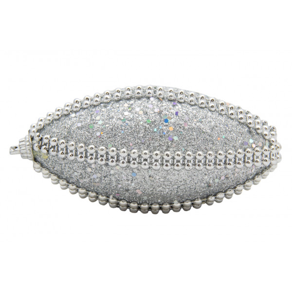 Ялинкова іграшка у формі оливи, 12 см, сріблястий, пінопласт, пластик (661503-3)