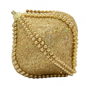 Ялинкова іграшка у формі цибулини, 9 см, золотистий, пінопласт, пластик (661503-5)