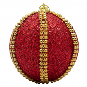 Ялинкова іграшка - куля, D 8,5 см, червона, пінопласт, пластик (661503-7)