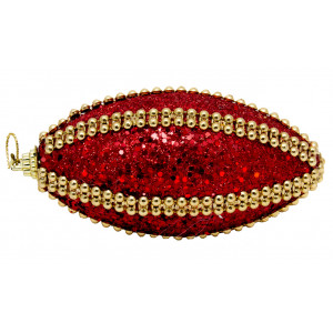 Ялинкова іграшка у формі оливи, 12 см, червоний, пінопласт, пластик (661503-9)