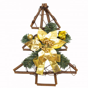 Новорічна декорація - ялинка із золотистою квіткою, 30 см (930234)