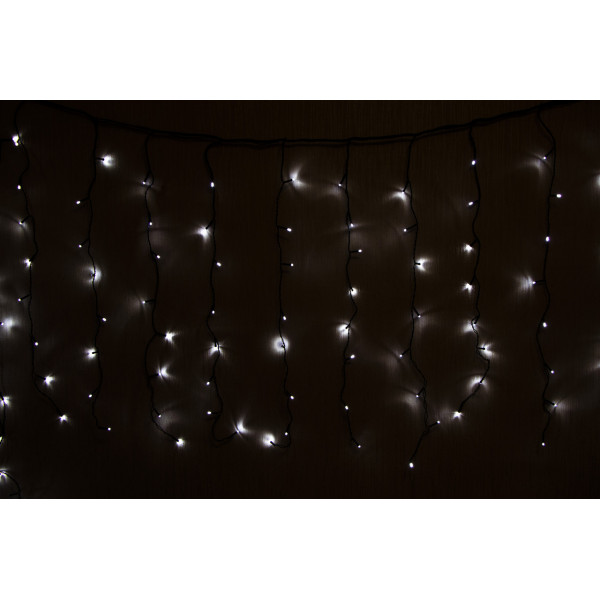 Світлодіодна гірлянда-завіса, 3x0,8 м, 176 л, 12 режимів, холодний білий, IP44 (650149)