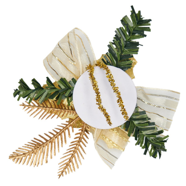 4 хвойних гілочки з листочками та прикрасами, 8x11 см, золотистий (470556)