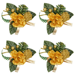 4 хвойних гілочки з квіточками, листочками та ягодами, 8x11 см (470563)