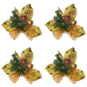 4 хвойних гілочки з листочками та ягодами, 8x11 см (470570)