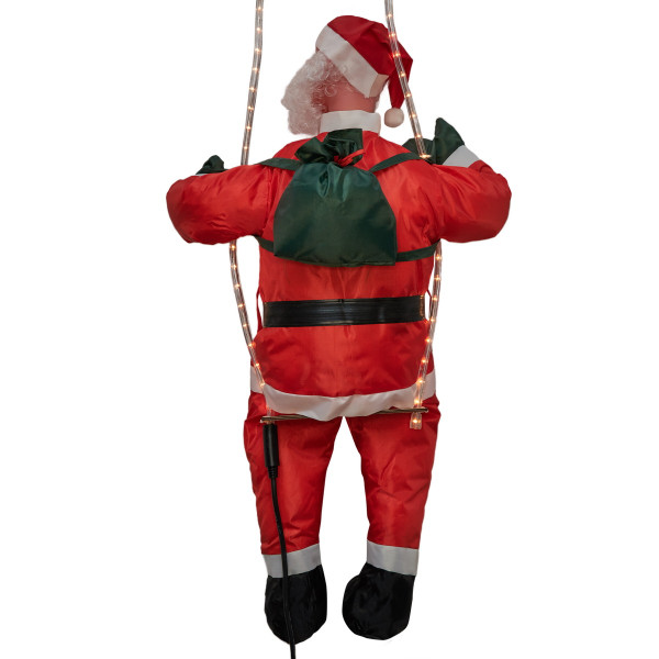 Новорічна світлодіодна декорація - Санта (Дід Мороз) на гойдалці, 90 см, L 1,5 м, червоний, дюралайт (810221)