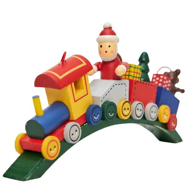 Декоративна фігурка - Паровозик, 16x8 см, різнокольоровий, дерево (060443)