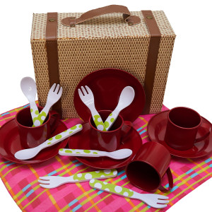 Набір ігрового посуду - пікнік, 26x19,5x10 см, червоний (CH22006)