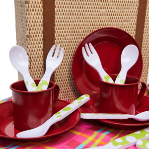 Набір ігрового посуду - пікнік, 26x19,5x10 см, червоний (CH22006)