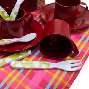 Набір ігрового посуду - пікнік, 26x19,5x10 см, червоний (CH22006)