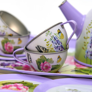 Набір ігрового посуду - чайний Метелик, 15 шт, 31x20,5x9 см, різнокольоровий, бляшаний (CH41025)