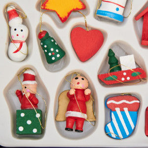 Набір ялинкових іграшок - дерев'яні фігурки, 28 шт, 21x15 см, різнокольоровий, дерево (060122)