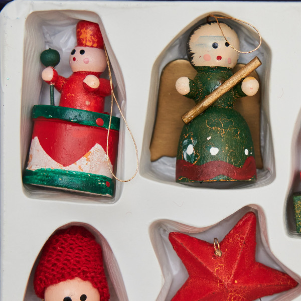 Набір ялинкових іграшок - дерев'яні фігурки, 11 шт, 17x19 см, різнокольоровий, дерево (060160)