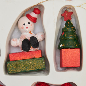 Набір ялинкових іграшок - дерев'яні фігурки, 11 шт, 17x19 см, різнокольоровий, дерево (060160)