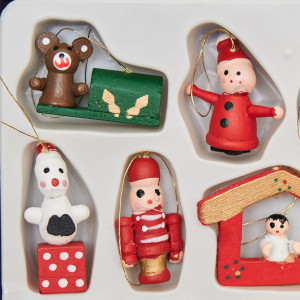 Набір ялинкових іграшок - дерев'яні фігурки, 15 шт, 18x14 см, різнокольоровий, дерево (060214)