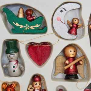 Набір ялинкових іграшок - дерев'яні фігурки, 14 шт, 20x15 см, різнокольоровий, дерево (060221)