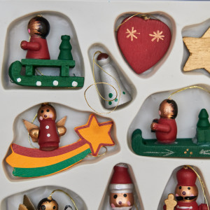 Набір ялинкових іграшок - дерев'яні фігурки, 14 шт, 17x14 см, різнокольоровий, дерево (060276)