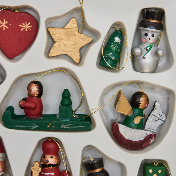 Набір ялинкових іграшок - дерев'яні фігурки, 14 шт, 17x14 см, різнокольоровий, дерево (060276)