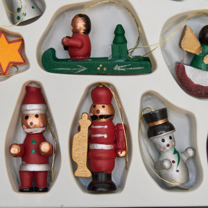 Набір ялинкових іграшок - дерев'яні фігурки, 14 шт, 17x14 см, різнокольоровий, дерево (060276)