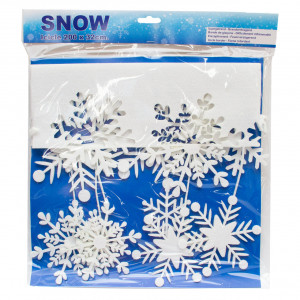 Гірлянда-розтяжка - сніжинки, 200 см, білий (090303)