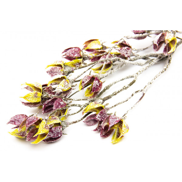 Штучна гілочка з квітами, 62 см, різнокольоровий, полімерний матеріал, тканина (170234)