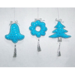 Ялинкова іграшка м'яка - Дзвіночок, 11 см, блакитний, текстиль (180240-1)