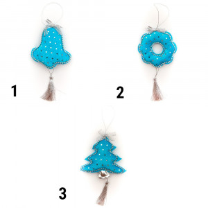 Ялинкова іграшка м'яка - Ялинка, 11 см, блакитний, текстиль (180240-3)