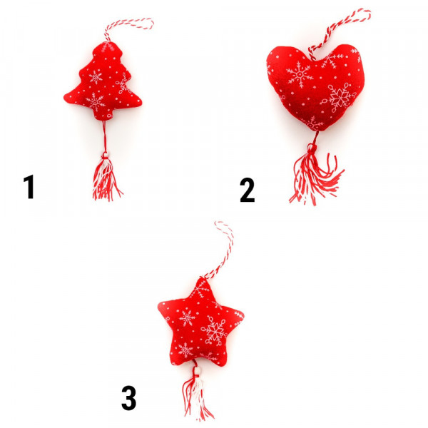 Ялинкова іграшка м'яка - Ялинка, 10 см, червоний, текстиль (180561-1)