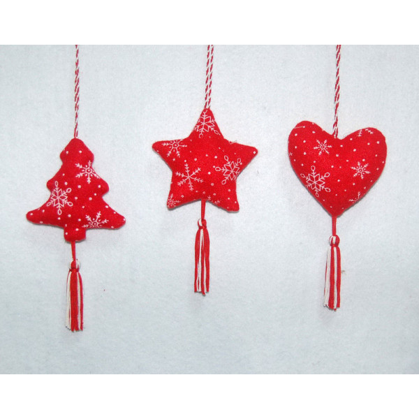 Ялинкова іграшка м'яка - Серце, 10 см, червоний, текстиль (180561-2)