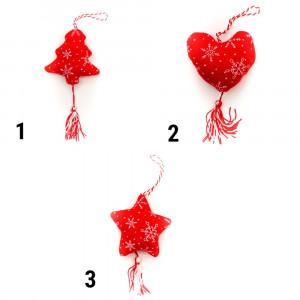 Ялинкова іграшка м'яка - Серце, 10 см, червоний, текстиль (180561-2)