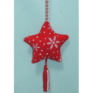 Ялинкова іграшка м'яка - Зірка, 10 см, червоний, текстиль (180561-3)