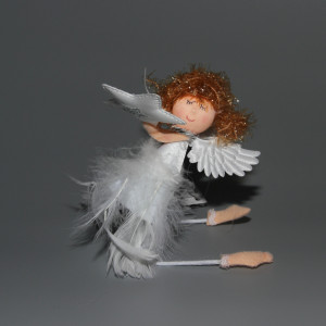 Ялинкова іграшка м'яка - Янголятко, 15 см, білий, текстиль (220051)