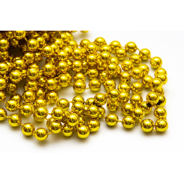 Намисто на ялинку, пластик 10 мм/8 м, золотистий (250027)